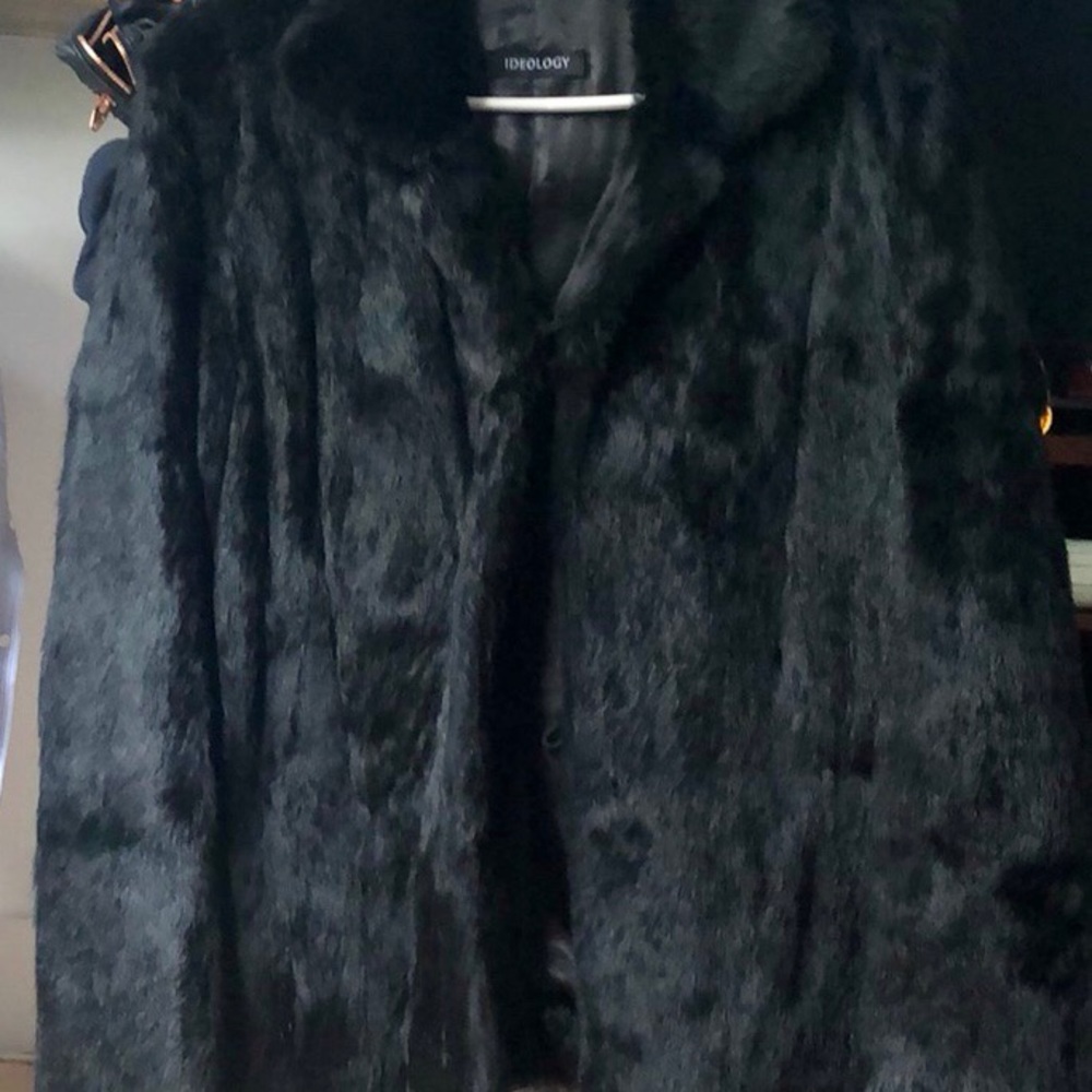 Ideology black rabbit fur jacket